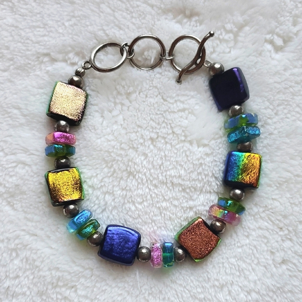 Artisan Dichroic Glass Beaded Bracelet